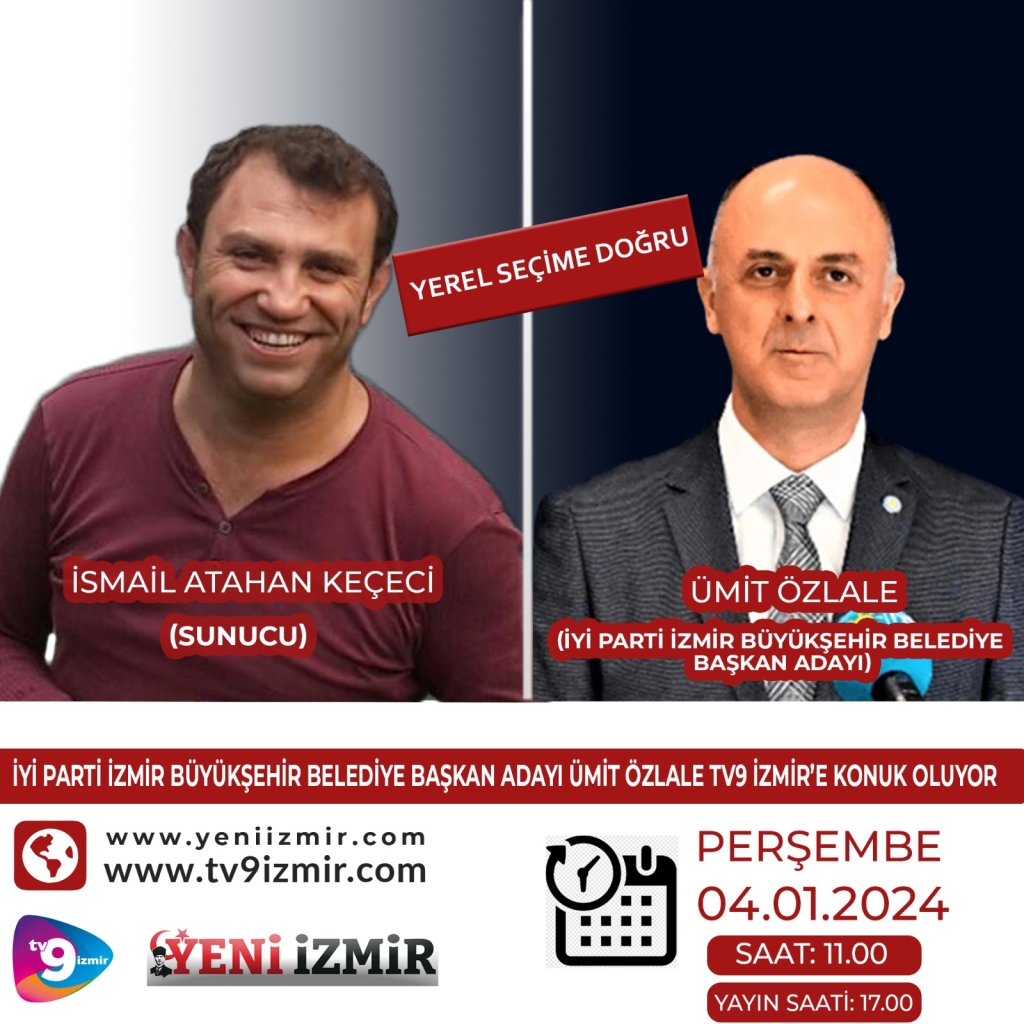 İYİ Parti İzmir Büyükşehir Belediye Başkan Adayı Ümit Özlale tv9 İzmir'e konuk olacak!